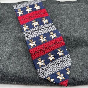 Vicky Davis Designer “Dr. Teddy” Bear with Lab Coat Tie - Red, Blue, and Gray
